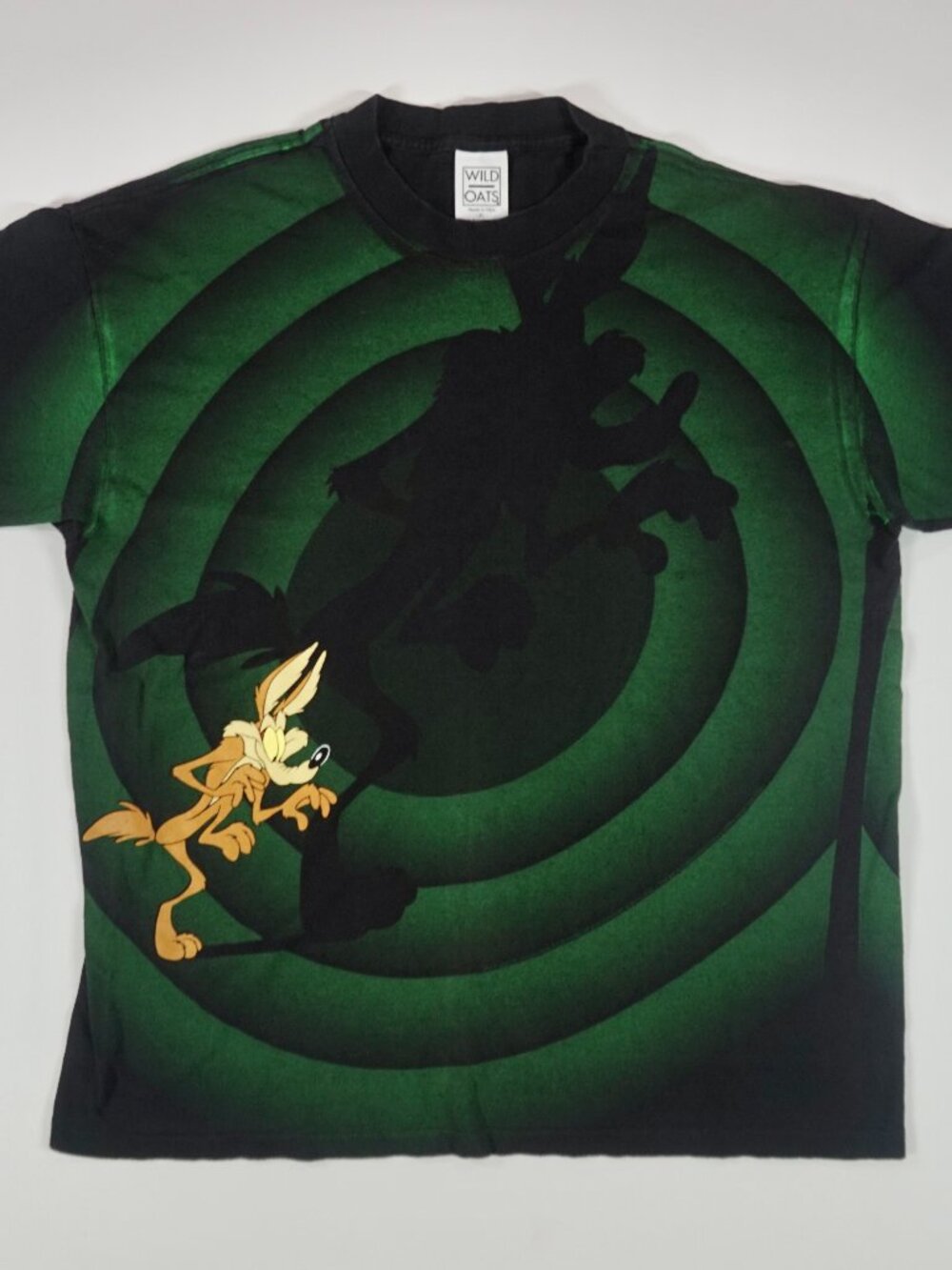 Vintage Wild Oats Men's Wile E Coyote Shadow Print T Shirt Sz Men's XL USA